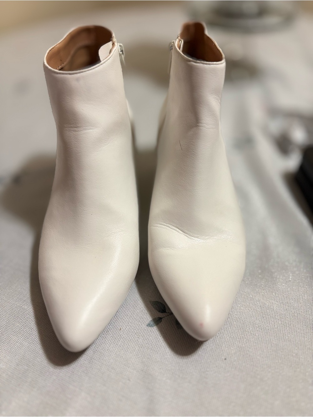 a new day Cream Pointed-Toe Ankle Booties